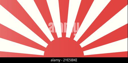Japanese rising sun flag background. Editable vector. Stock Vector