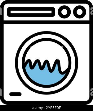 Flat design front load washing machine. Editable vector. Stock Vector