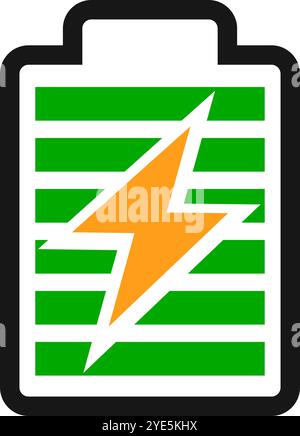 Flat design charging battery icon. Power Battery. Editable vector. Stock Vector