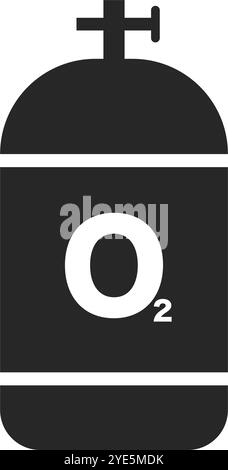 Oxygen cylinder silhouette icon. Industrial gas. Editable vector. Stock Vector