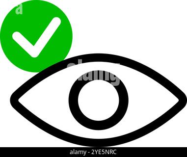 Check mark and eye. Editable vector. Stock Vector