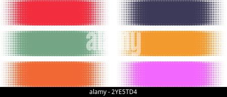 Halftone pattern banners in vibrant colors for creative design projects. Vector illustration Stock Vector