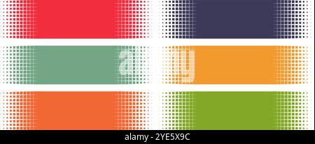 Halftone pattern banners in vibrant colors for creative design projects. Vector illustration Stock Vector
