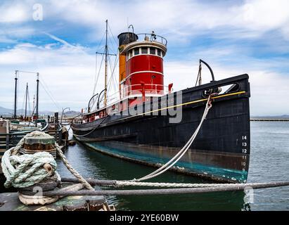 Steam Tug Boat Eureka at San Francisco Maritime National Historic Park in California Stock Photo