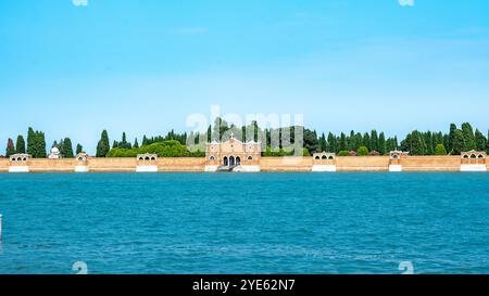 Venice, Veneto, Italy, Panoramic view of San Michele island with italian cemetery, Editorial only, Editorial only. Stock Photo