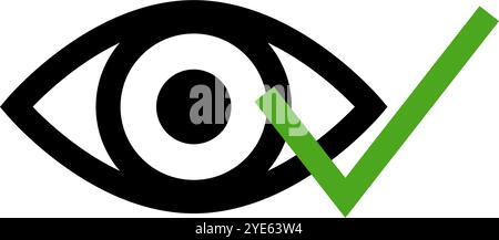 Eye and check mark. Visible check. Editable vector. Stock Vector