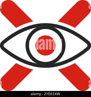 Please do not look. Eye and cross mark icon. Editable vector. Stock Vector