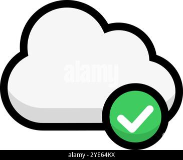 Cloud and check mark icon. Editable vector. Stock Vector