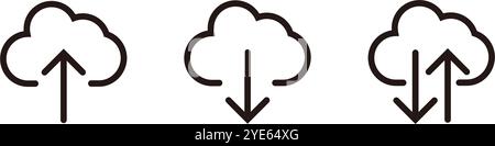 Cloud upload and download and synchronous icons. Editable vector. Stock Vector