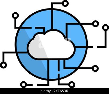 Cloud network. Cyber ​​network. Editable vector. Stock Vector