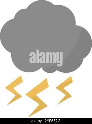 Thundercloud and lightning icon. Bad weather. Editable vector. Stock Vector