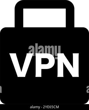 VPN padlock silhouette icon. Editable vector. Stock Vector