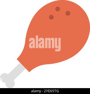 Flat design chicken leg icon. Meat. Editable vector. Stock Vector