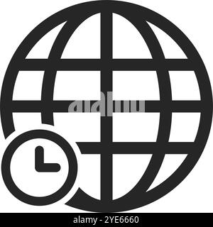 Time zone. Clock and Earth. Standard time zone. Editable vector. Stock Vector