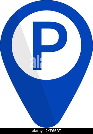 Parking sign map pin. Parking lot location information. Editable vector ...