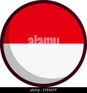 Round Indonesian flag icon. Indonesia. Editable vector. Stock Vector