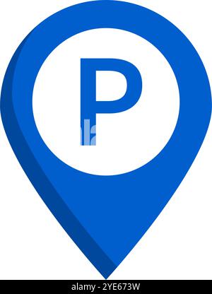 Flat design parking lot map pin icon. Editable vector. Stock Vector