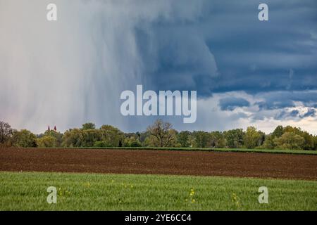 heavy rain over the Amper floodplains, Germany, Bavaria, Oberbayern, Upper Bavaria, Moosburg Stock Photo