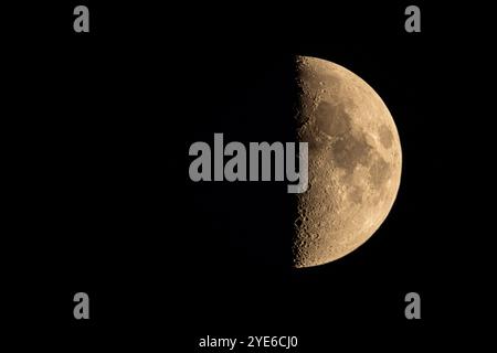 Half moon, waxing moon, 13.07.2024, Germany, Lower Saxony, Brunswick Stock Photo