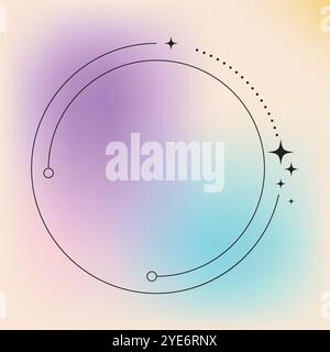 Flat design minimalist linear frame with fluid pastel gradient Stock Vector