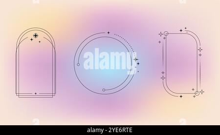 Flat design minimalist linear frame with fluid pastel gradient Stock Vector