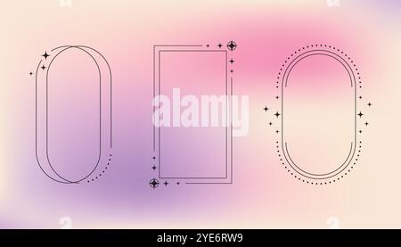 Flat design minimalist linear frame with fluid pastel gradient Stock Vector