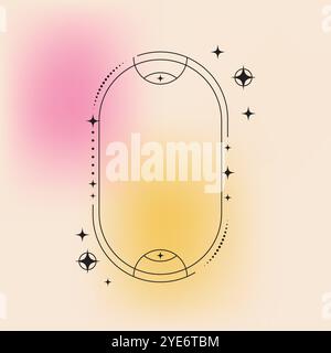 Flat design minimalist linear frame with fluid pastel gradient Stock Vector