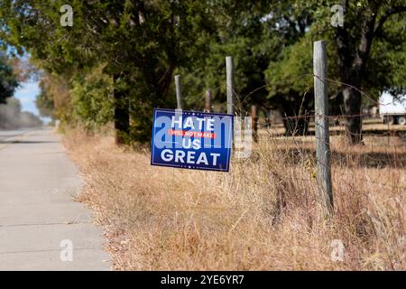 Cedar Park, Texas, USA. 25th Oct, 2024. Residents display political signs and slogans as early voting is underway in the U.S. Presidential Election on October 25, 2024, in suburban Austin, Texas USA. (Credit Image: © Scott Coleman/ZUMA Press Wire) EDITORIAL USAGE ONLY! Not for Commercial USAGE! Stock Photo