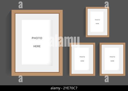 Group of realistic Four photo frames design in vector illustration Stock Vector