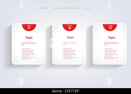 infographic otions vector for editable elements of Presentation Infograpics template. Business concept with 3 number options and marketing icons. Vect Stock Vector