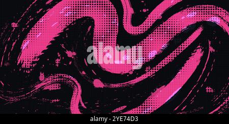 Abstract Black and Pink Grunge Brush Background with Halftone Effect. Sports Background with Grunge Concept Stock Vector