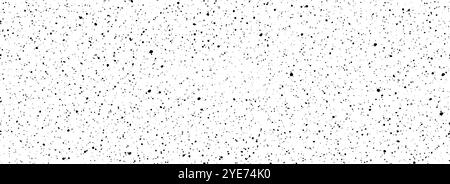 Black and white dirty dotted seamless pattern. Grunge dripped sprinkles, particles, dust or splashes wallpaper. Distress noise grain repeating background. Random mottled gritty overlay texture. Vector Stock Vector