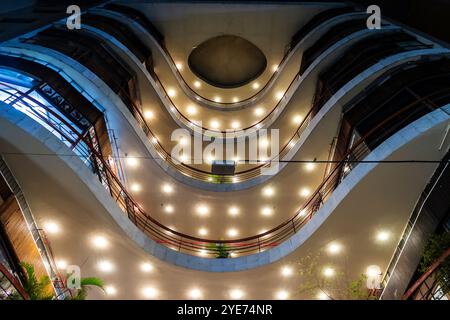 Sao Paulo, SP, Brazil, April 25, 2013. Night view of the facade of the shopping Rock Gallery in downtown São Paulo. Founded in 1963, in a building ins Stock Photo