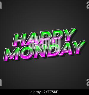 Happy monday text effect design with super bold fonts good for social media Stock Vector