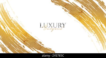 Luxury Gold Grunge Brush Strokes with Texture Effect Isolated on White Background. Brush Stroke Illustration for Banner, Poster, or Sports Stock Vector