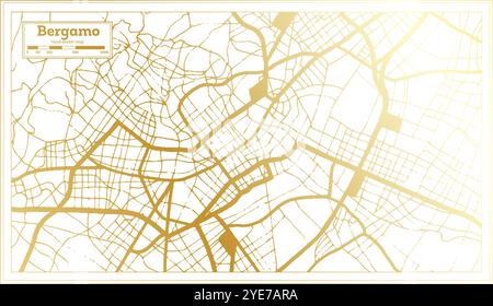 Bergamo Italy City Map in golden Colors in Retro Style. Outline Map. Vector Illustration. Stock Vector