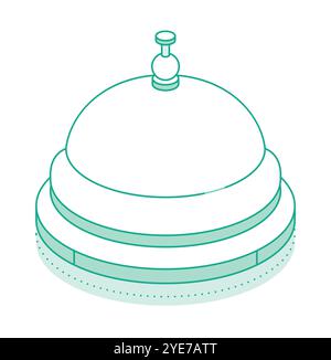 Isometric hotel service bell. Vector illustration. Outline reception bell. Icon or symbol. Stock Vector