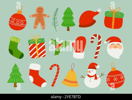 Merry christmas elements itemsand decoration symbol. Stock Vector
