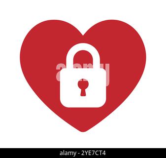Locked heart icon symbol. Lock in heart logo sign. Safety secret love. Vector illustration image. Isolated on white background. Stock Vector