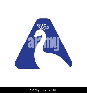 Letter A Peacock Logo Design Vector Template Stock Vector