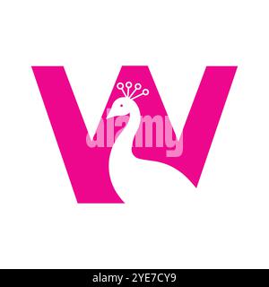 Letter W Peacock Logo Design Vector Template Stock Vector