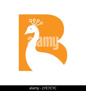 Letter B Peacock Logo Design Vector Template Stock Vector