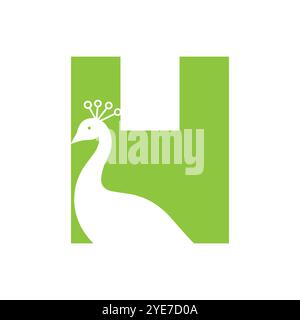 Letter H Peacock Logo Design Vector Template Stock Vector