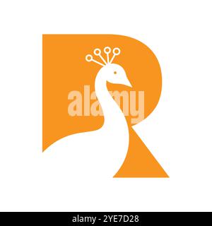 Letter R Peacock Logo Design Vector Template Stock Vector