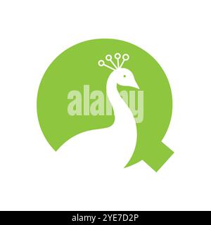Letter Q Peacock Logo Design Vector Template Stock Vector