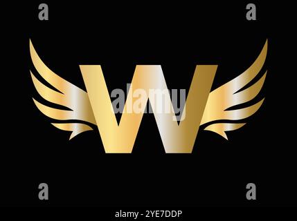Letter W Wing Logo Design Concept With Wing Symbol Vector Sign Stock Vector