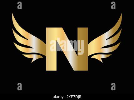 Letter N Wing Logo Design Concept With Wing Symbol Vector Sign Stock Vector