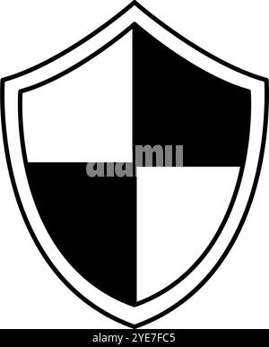 Security Shield, Crime Prevention and Home Security Black and White Icons, Vector Illustration Stock Vector