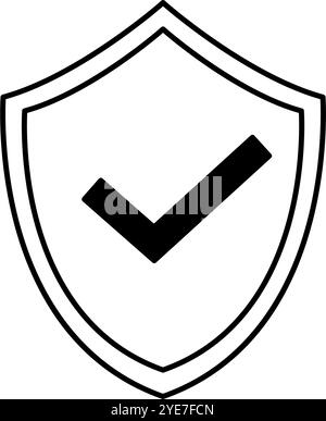 Security Shield, Crime Prevention and Home Security Black and White Icons, Vector Illustration Stock Vector