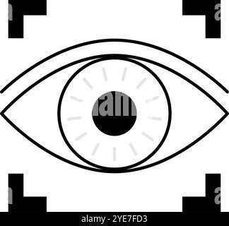 Iris authentication, Crime Prevention and Home Security Black and White Icons, Vector Illustration Stock Vector